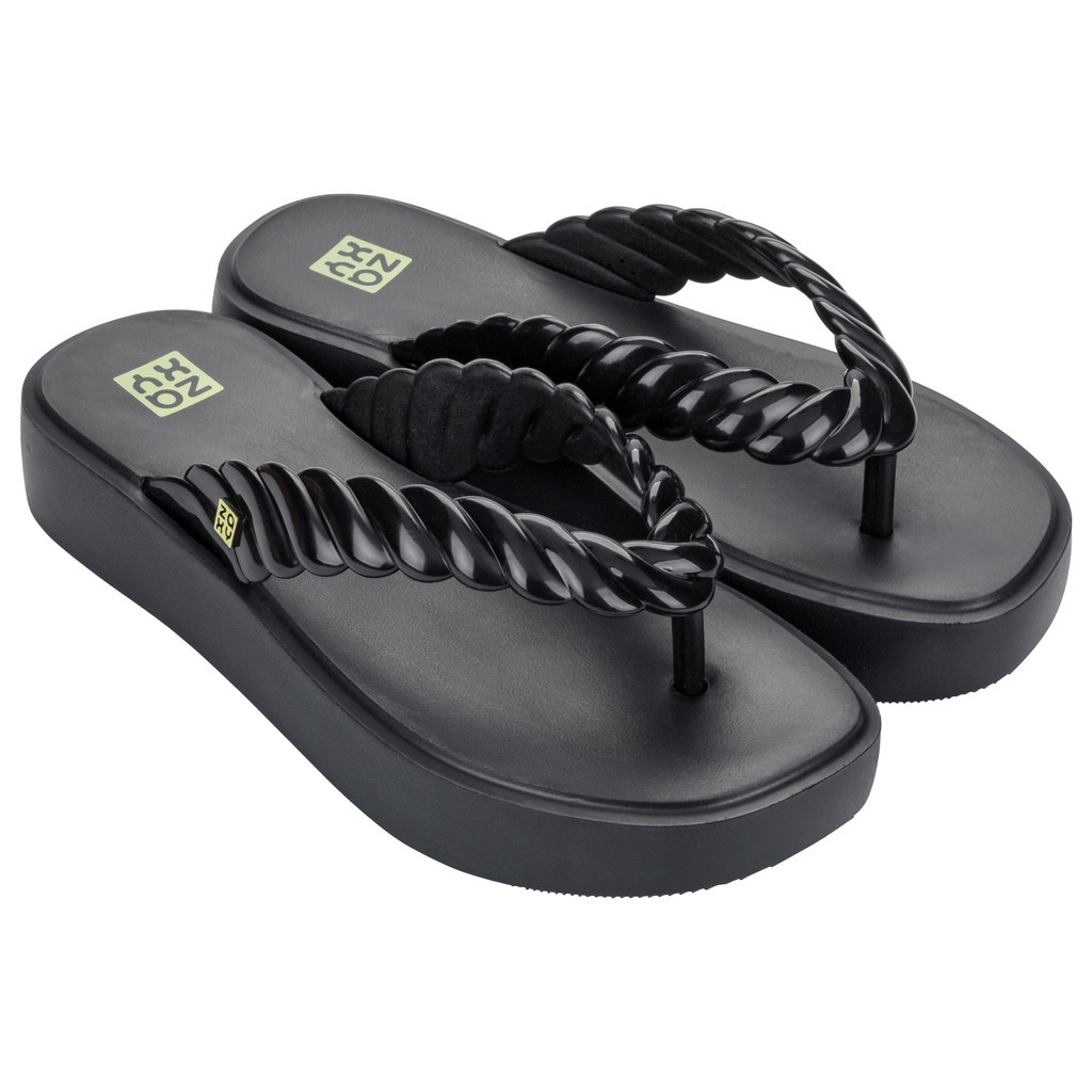 Sandal Jepit Wedges Wanita Zaxy Rope Tam Ad Black