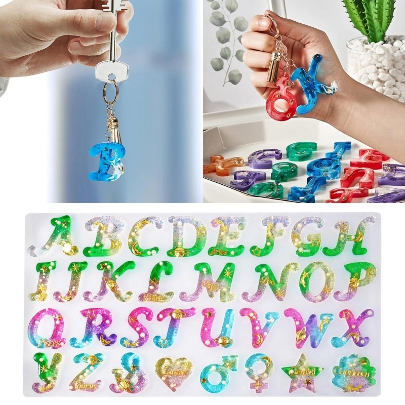 

R3MC 3D Letters Symbol Silicone Resin Mold DIY Craft Keychain Polymer Clay Mold