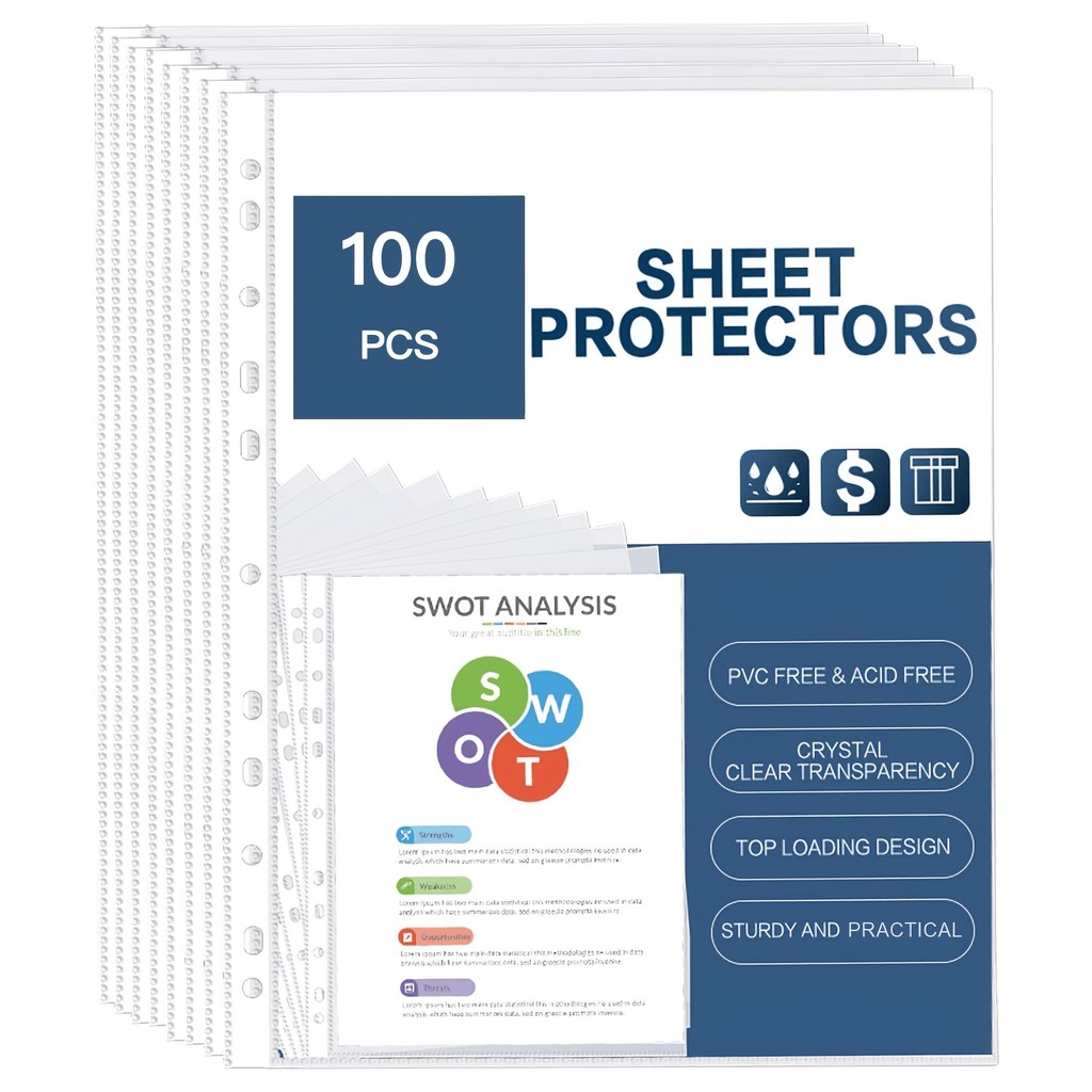 

Sheet Protectors 100Pcs 8.5 X 11 Inches Clear Page Protectors For 11 Ring Binder PP Sleeve For Paper Protector Acid Free A4 Page