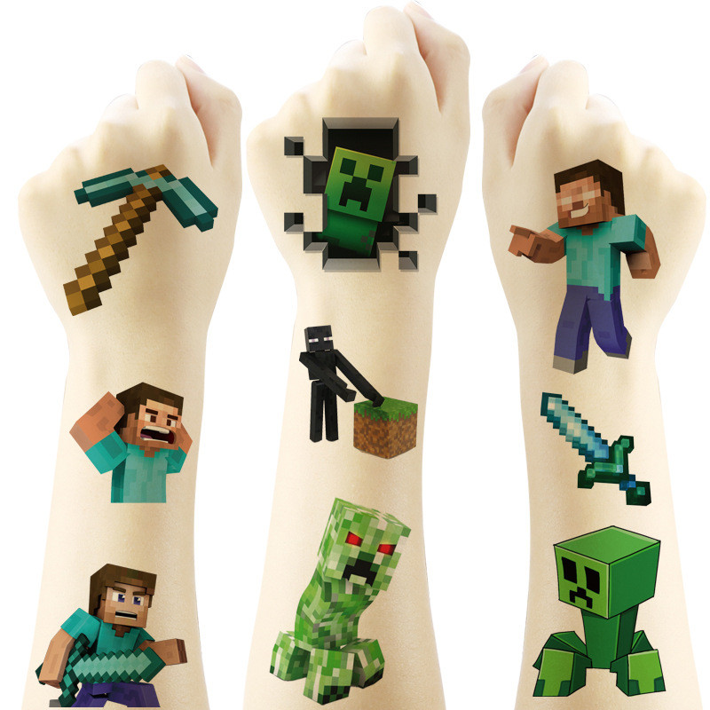 

Minecraft Tattoo Stickers Game Minecraft Tattoo Stickers set Action Figure My World Cartoon Pixel Anime Toys for Birthday Gifts
