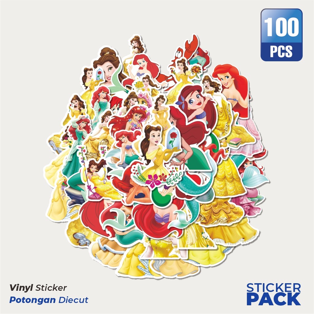 

Stiker Vinyl Stiker Disney Princess Ariel & Belle Waterproof Aesthetic- Untuk Laptop, Motor, dan Helm - Paper Stationery Pack
