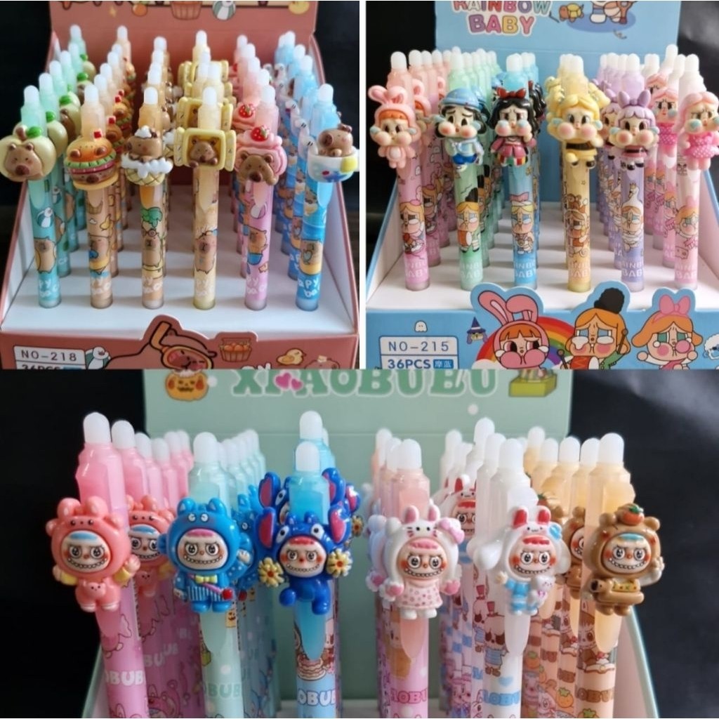 

New Pulpen Bisa Dihapus Gel Erasable Pen Cetek Labubu Capybara 1Box 48pcs || Cute Erasable Gel PenPremium