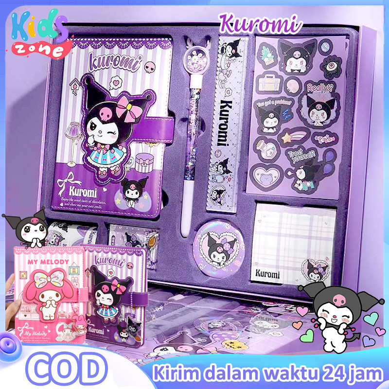 

New 9 in 1 Kotak Hadiah Set Alat Tulis Sanrio Kuromi untuk Anak Perempuan SekolahPremium