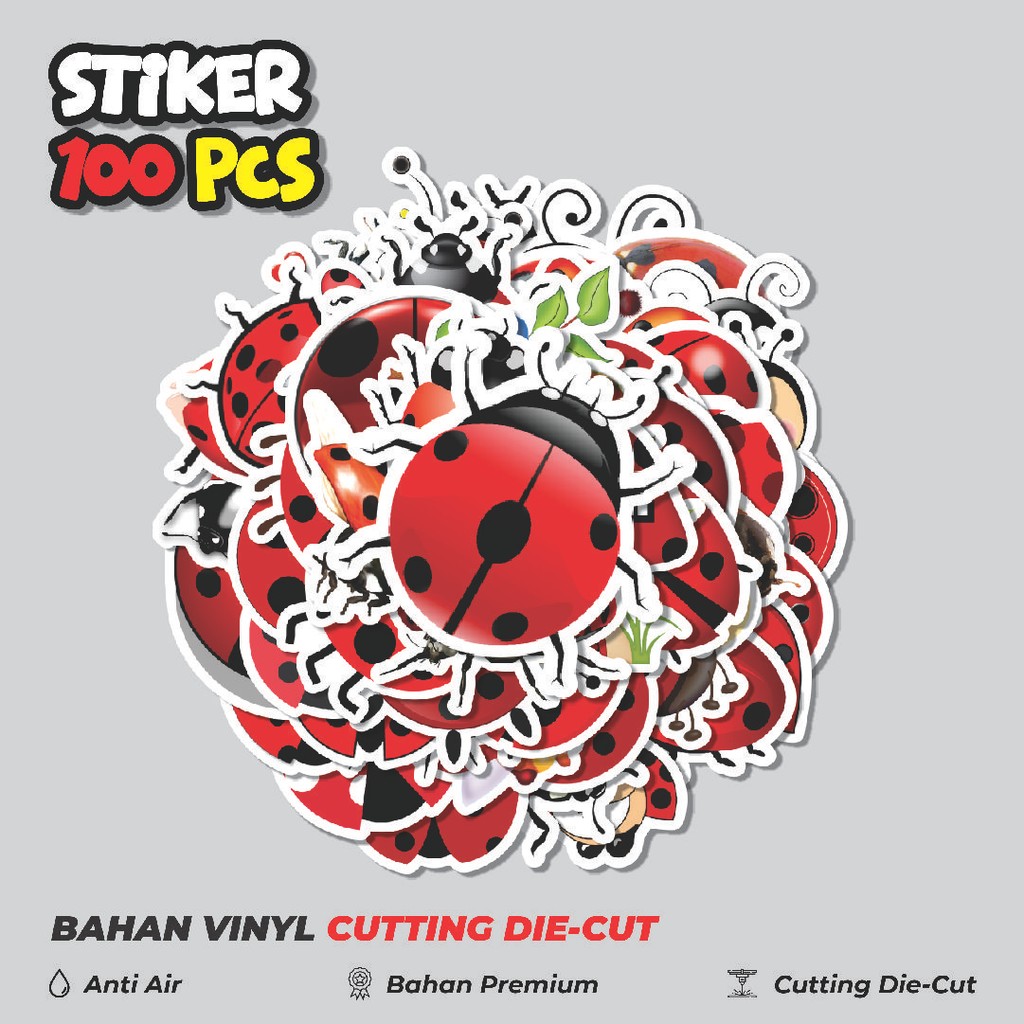 

Terbaru! 50 pcs Stiker Ladybug/Ladybird Series 1 Dekorasi Lucu Kreatif untuk Notebook, Skateboard, HP