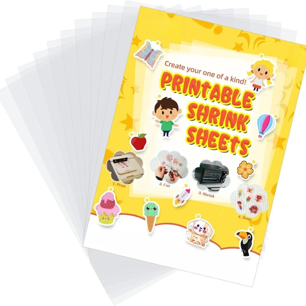 

10 PCS Sublimation Shrink Film Sheets – Blank Craft Sheets for DIY Earrings, Keychains, Necklaces, and Creative Art Projects