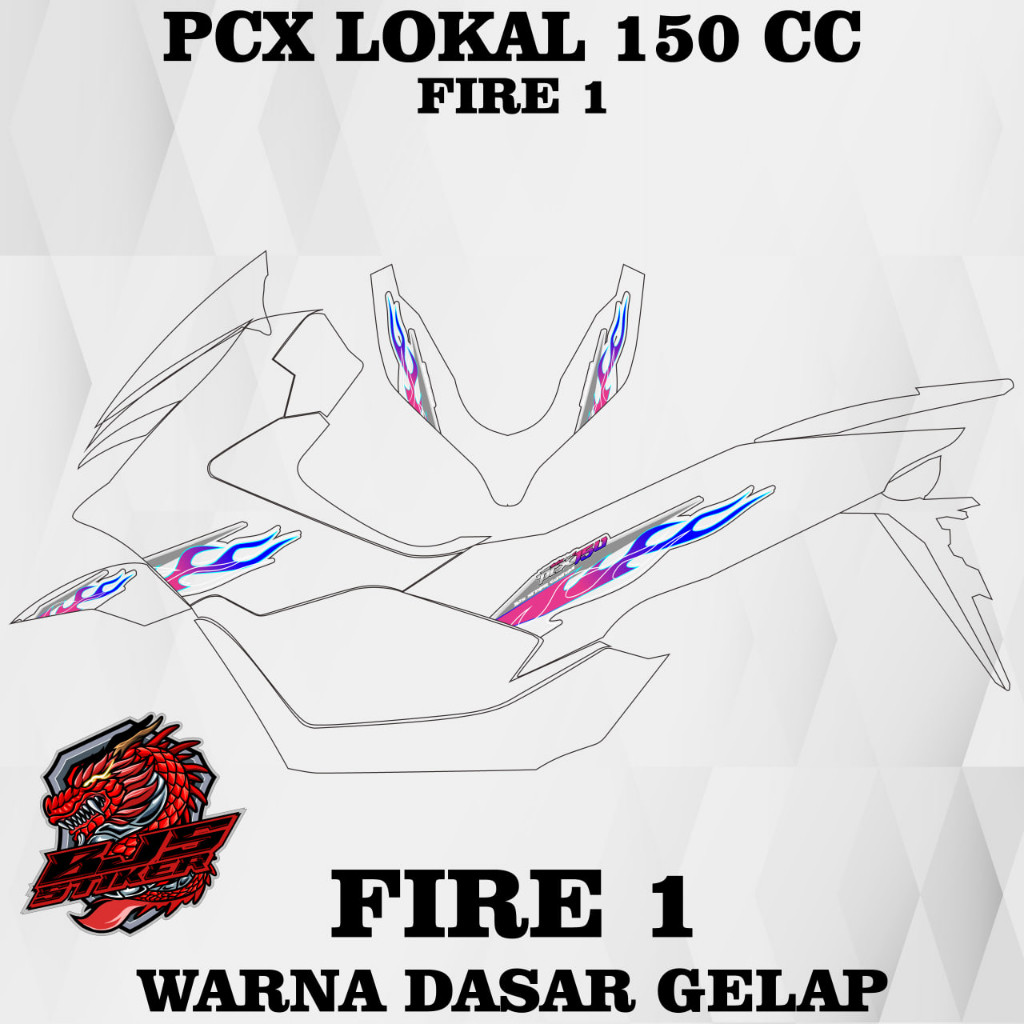 COD Stiker pcx 150 lokal - stiker striping list variasi TRANSPARAN UV PCX 150 PCX LOKAL 150 FIRE 1