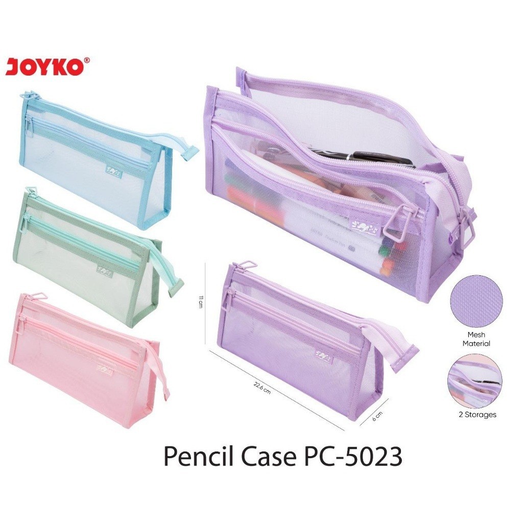 

Joyko pencil case/kotak pensil estetik/kotak pensil mesh pastel PC-5023