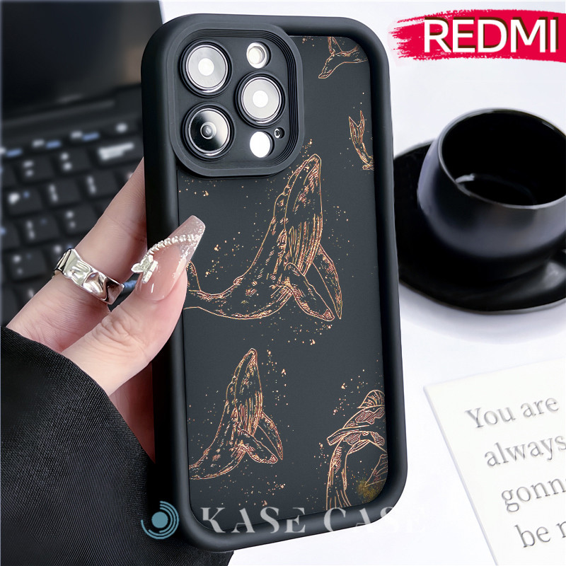 Estetik Whale Silicone SoftCase Redmi NOTE 13 Pro Redmi 12 13C Xiaomi-POCO-M4 Pro Soft Polos Hitam T