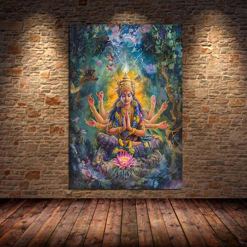 

Indian Hindu Gods Lord Shiva Yoga Divine Goddess Saraswati Meditation Rt Poster Canvas Painting Wall Prints Picture Home Decor