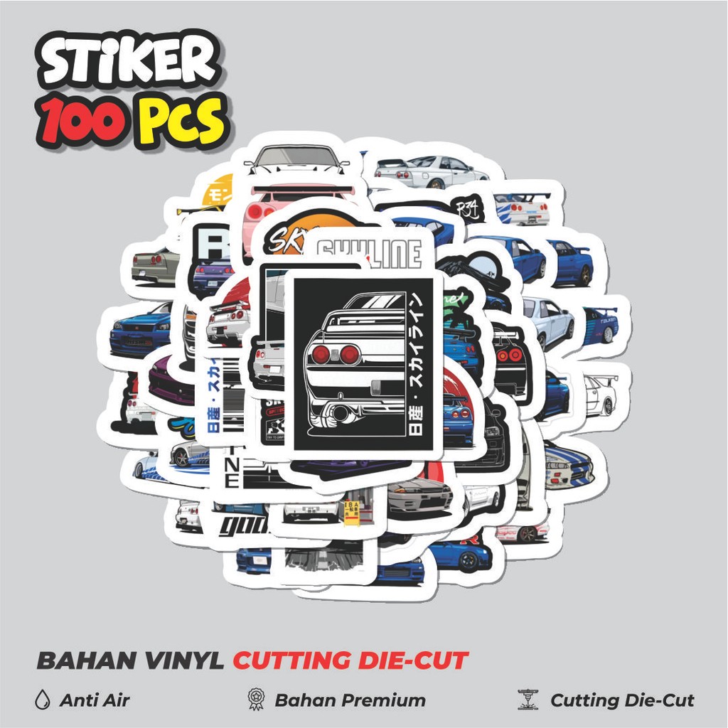 

Terbaru! 50 pcs Stiker Skyline GTR Super Car Dekorasi Lucu Kreatif untuk Notebook, Skateboard, HP