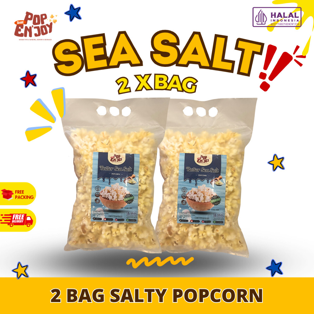 

[BUNDLING 2] SEA SALT POPCORN - PopENjoy / Camilan Asin Butter Crispy Popkorn Jagung Sehat Premium