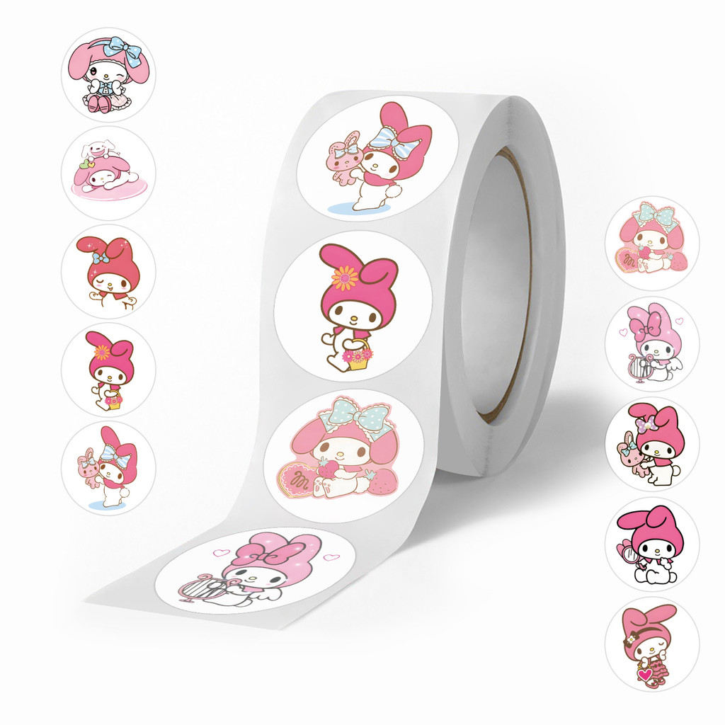

500Pcs/Roll Cute Sanrio Pink My Melody Stickers Cartoon Sticker DIY PVC Laptop Decals Decoration Stiker Kids Reward Gift Decals