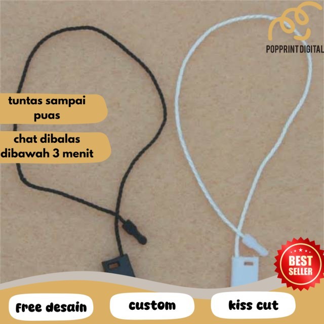 

PpD Tali Hangtag Merk Hitam dan Putih Premium Loop Pin Hang Tag Label Baju Murah Bandung