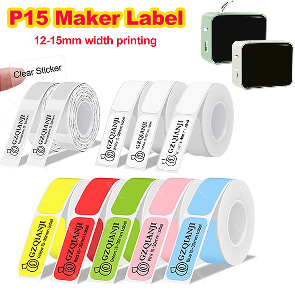 

Multi Size P15 Label Paper Sticker 15*30mm 12*30mm White Color Label P15 Thermal Printer Transparent Label Sticker Adhesive Tape