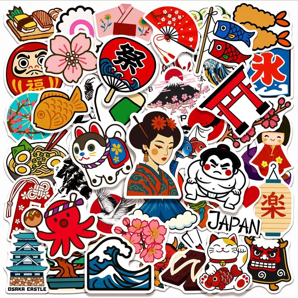 

10/50Pcs Japanese Style Traditional Culture Stickers Aesthetic For Kids Toy Laptop Water Bottle Luggage Waterproof Vinyl Decals
