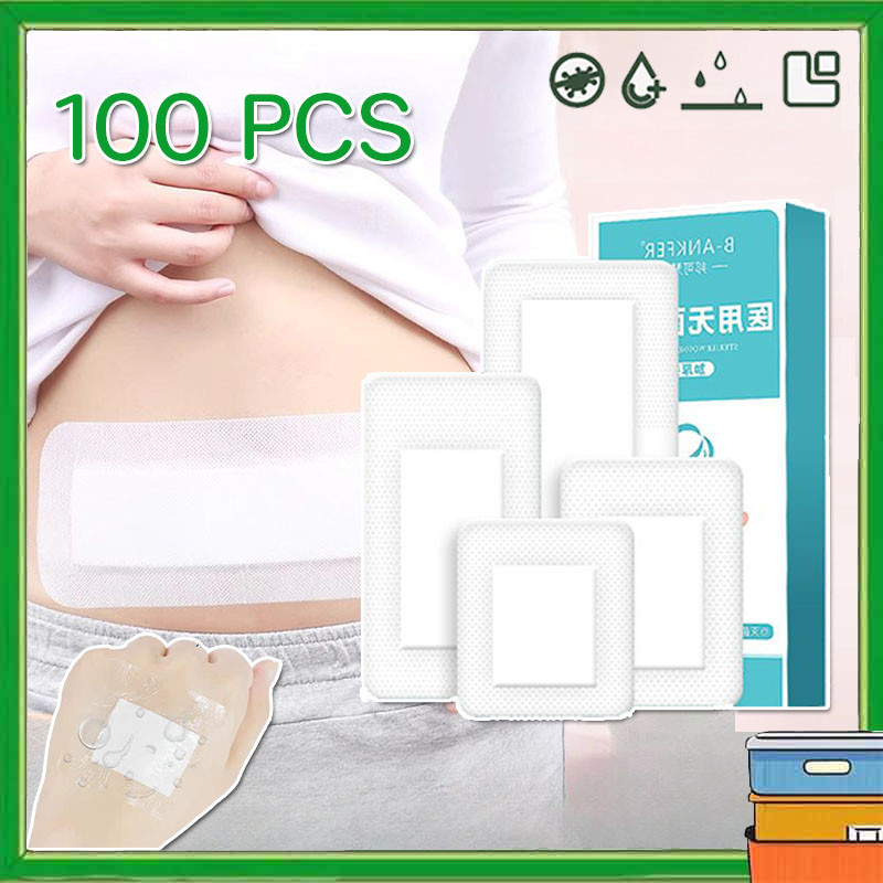 100PCS Band-Aids Anti Air Waterproof Band-Aids Plester Luka Medis Transparan Hemostatik Tahan Air Br