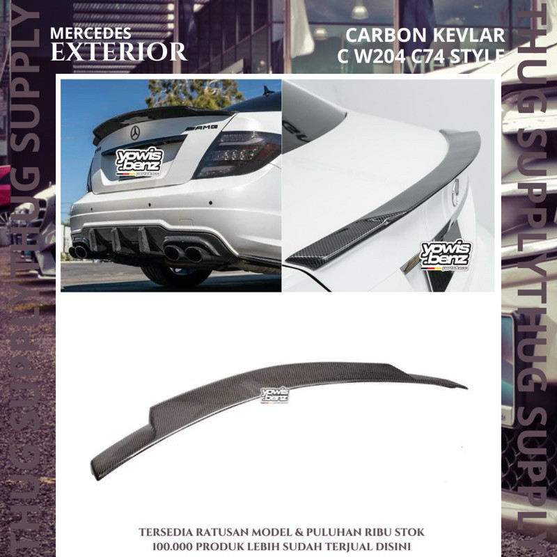 DUCKTAIL C74 W204 REAL CARBON WING SPOILER CANARDS SIRIP DRY KARBON SPLITTER BUMPER LIPS FRONT KEVLA