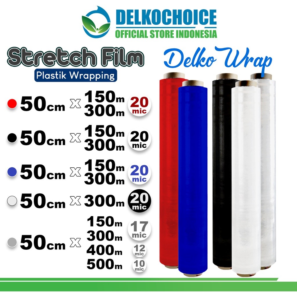 

Plastik Wraping 50cm Stretch Film DELKOWRAP Pembungkus Wrapping SATUAN