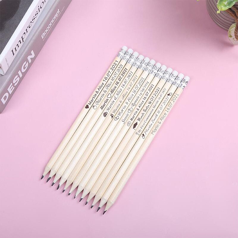 

20/50/100PCS Customized Wooden Pencils With Rubber Engraved Pencils Wedding Personalized Gifts Favors Baby Shower Party
