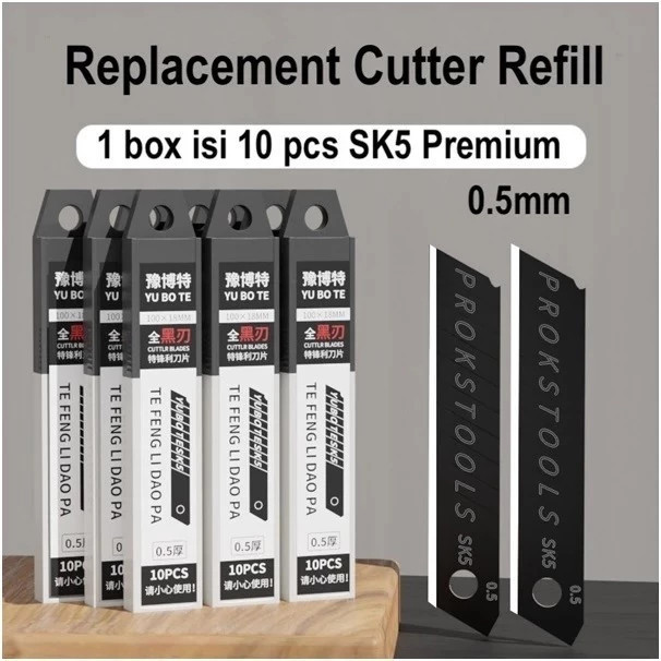 

Refill Cutter Isi Ulang 10 Pcs Isi Ulang Cutter Hitam Besar 18mm SK5 Refill CutterTajam Stainless