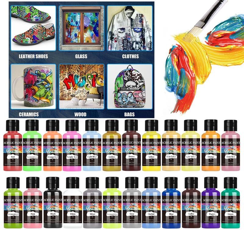 

High-Quality 30 Ml/Bottle Acrylic Paint Colors Dyestuff Paint For Fabric Clothing Painting For Leather DIY Pigment Graffiti