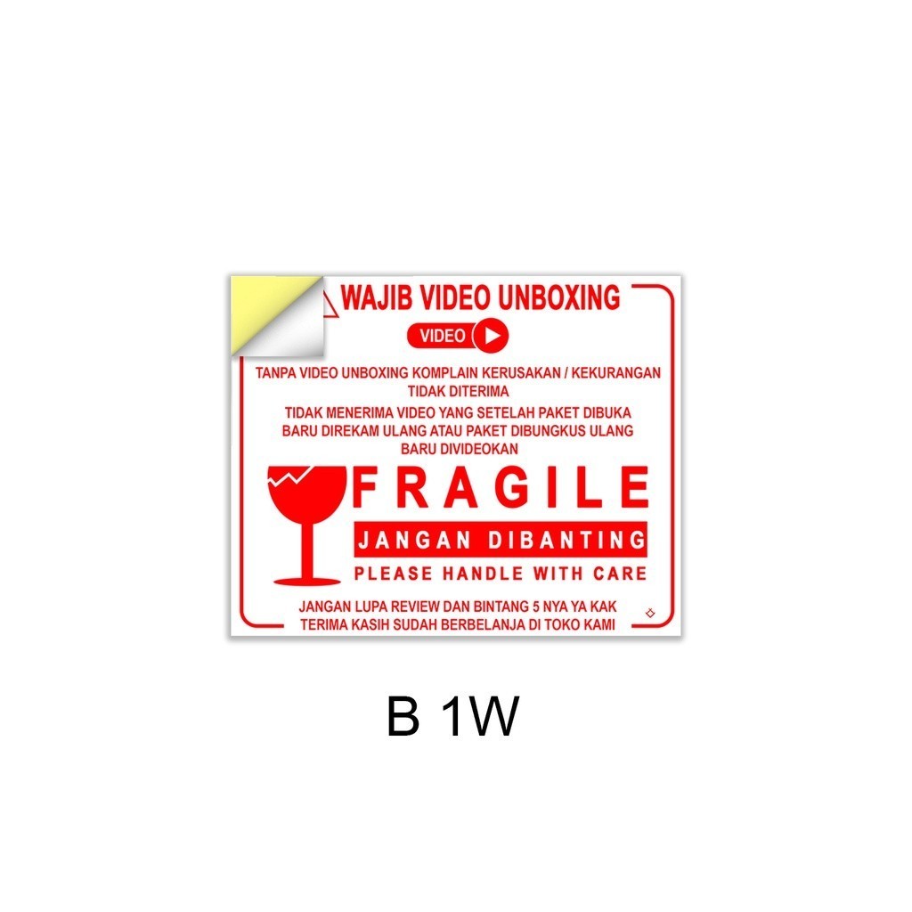 GM88 STIKER UNBOXING FRAGILE LABEL BARANG PECAH BELAH