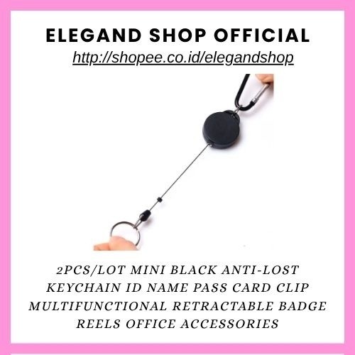 

2pcs/lot Mini Black Anti-Lost Keychain ID Name Pass Card Clip Multifunctional Retractable Badge Reels Office Accessories