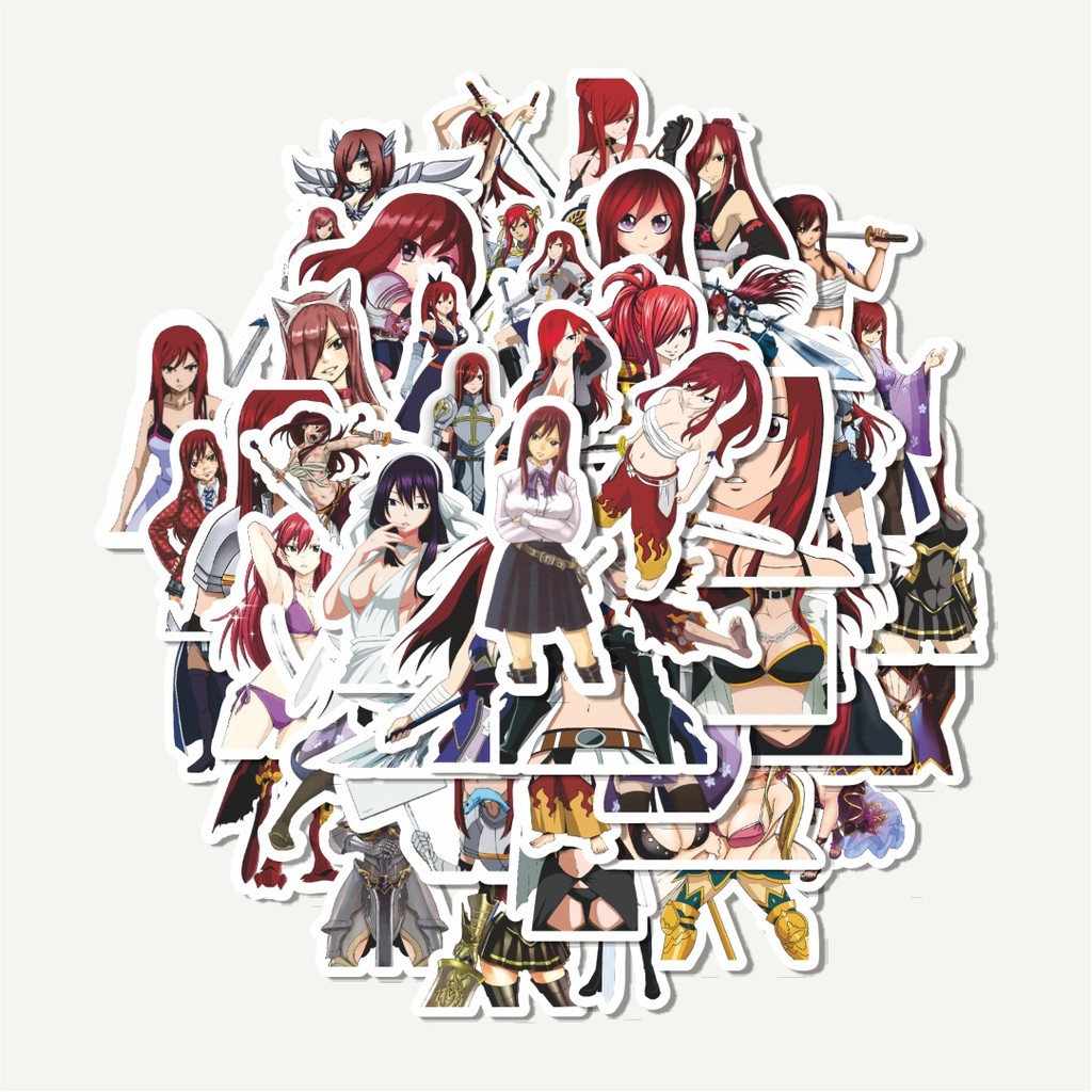 

Sticker Pack Stiker Anime Series Fairy Tail Character Erza Scarlet | Sticker TUMBLR | Stiker LAPTOP KOPER HELM