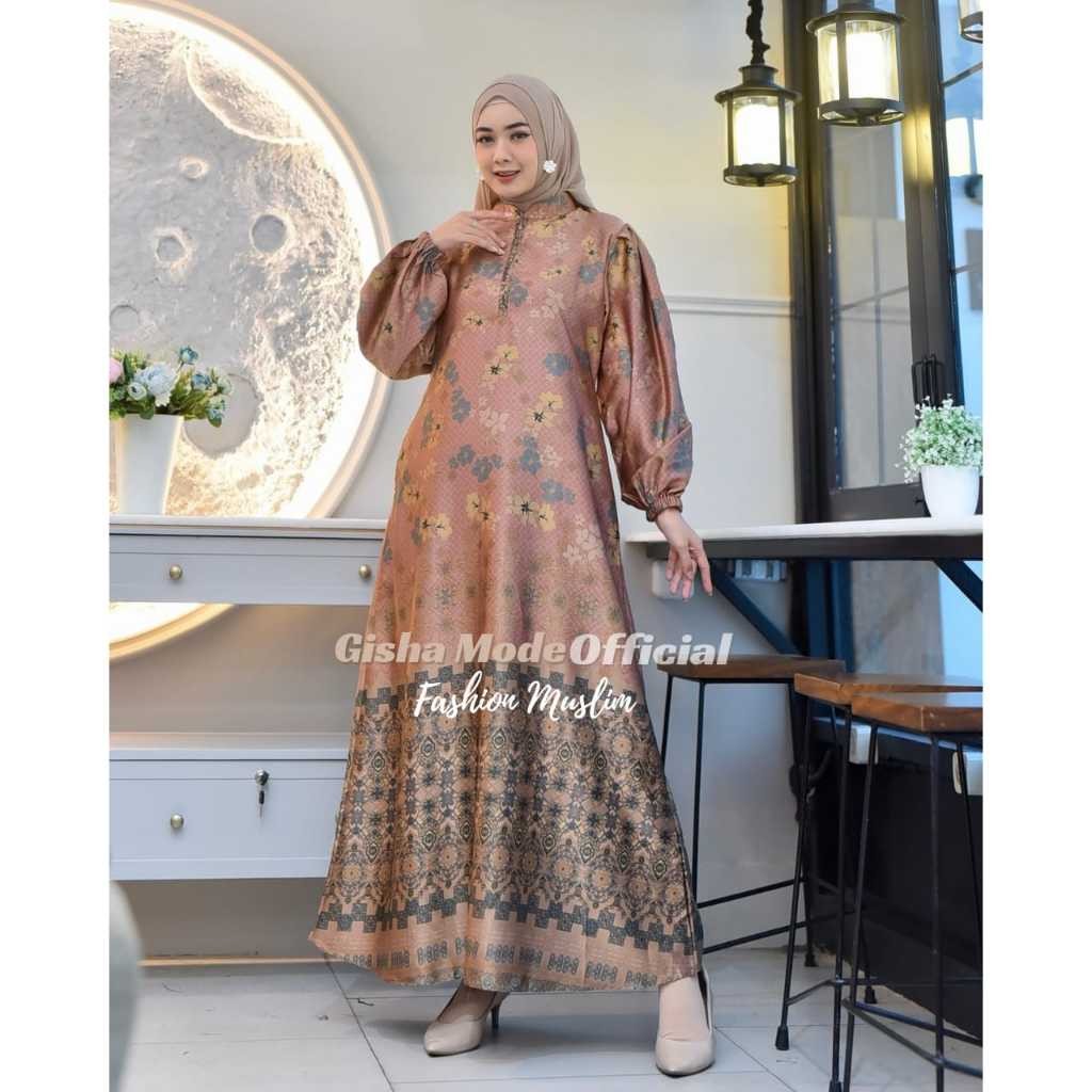 [BISA COD] RINJANI DRESS /GAMIS SILK PREMIUM MOTIF TERBARU WANITA MUSLIM BUNSUI JUMBO TERLARIS