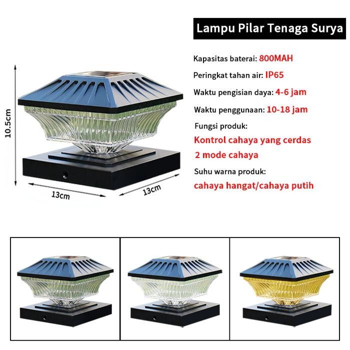 4PCS Lampu Pilar LED Tenaga Surya Lampu Tiang Luar Ruangan Lampu Pagar Tahan Air Untuk Dekorasi Ruma