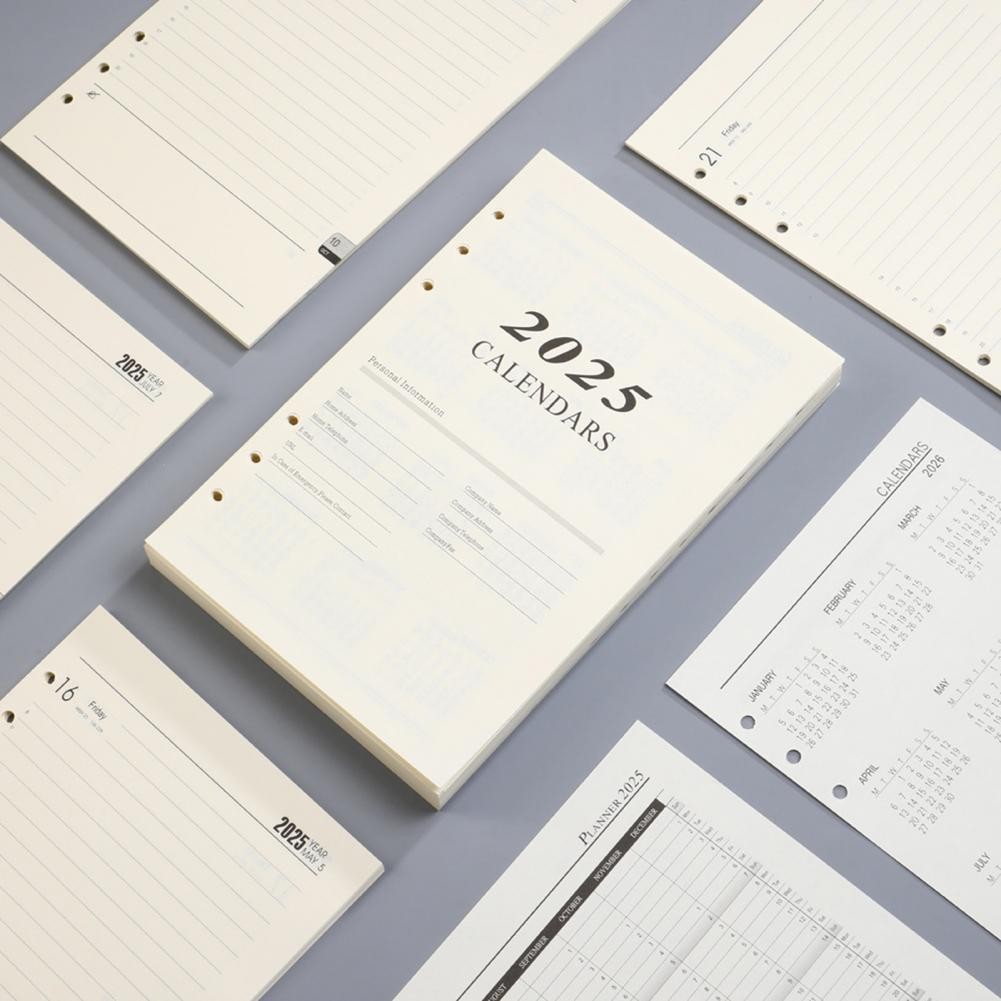 

2025 A5 Loose Leaf Notebook Refill Spiral Binder Inner Page Weekly Monthly To Do Line Inside Paper Planner Paper Refill Sheets