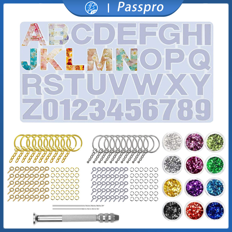 236pcs Cetakan Silikon Gantungan Kunci Nomor Cetakan Gantungan Kunci Resin Huruf Cetakan Resin Liont