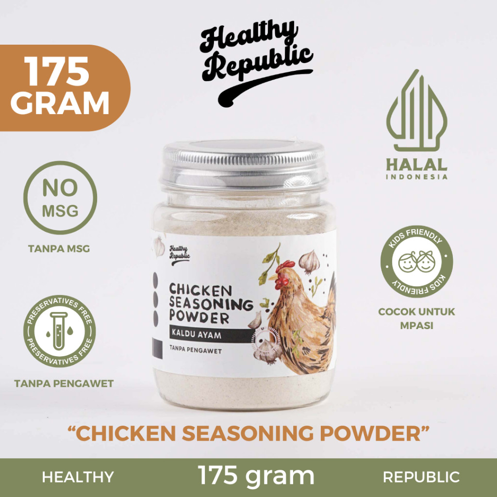 

Healthy Republic Chicken Seasoning Powder Kaldu Ayam MPASI 175 Gram | No MSG | Tanpa Pengawet