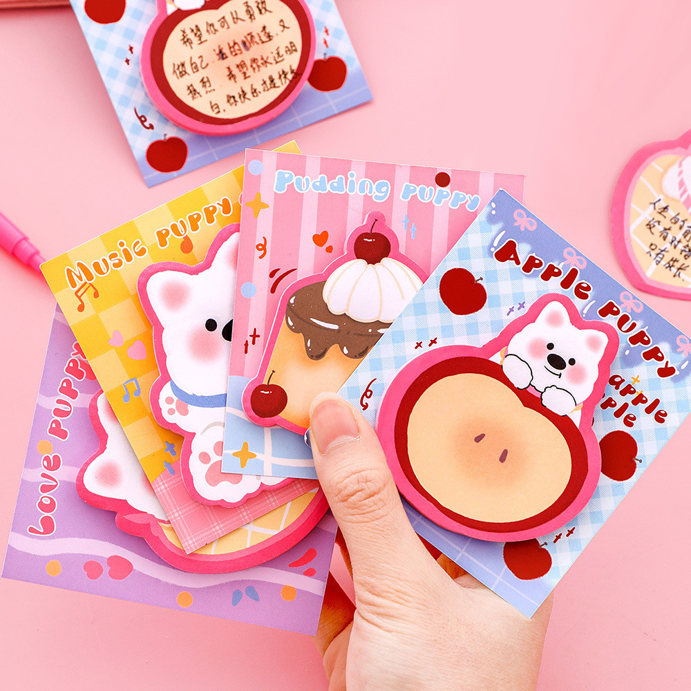 

4pcs/set Cartoon Cute West Highland Terrier Shaped Sticky Notes Korea Kawaii Dog Notepad Student Message Memo Pad Note Sticker