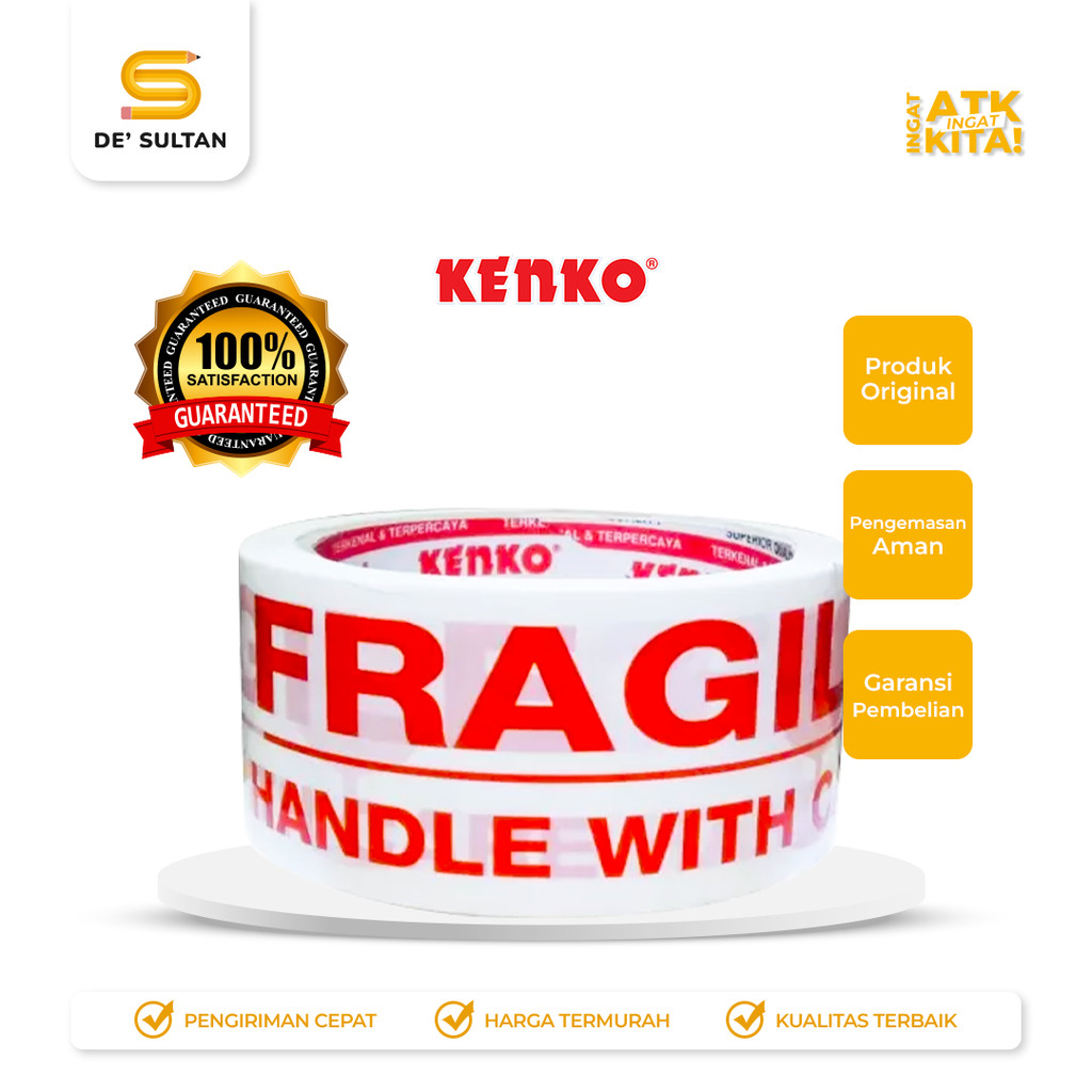 

KENKO OPP FRAGILE TAPE 48mm x 50m PUTIH (1ROLL)