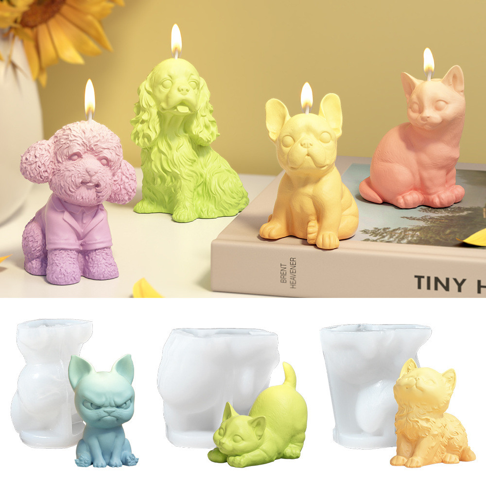 

Sitting Labrador Puppy Silicone Mold for Scent Candle Animal Cat Resin Mould Kitten Gypsum Making Smile Dog Shape Birthday Gifts