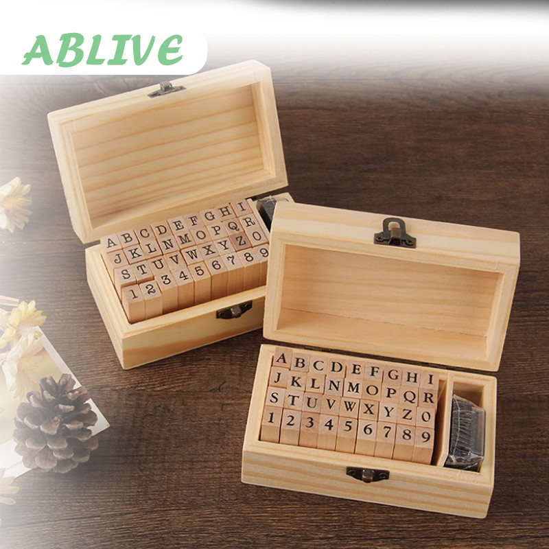 

Alphabet Stamp Set Paket Stempel Kayu Estetik DIY Stempel Alfabet Wood Rubber Stamp Set