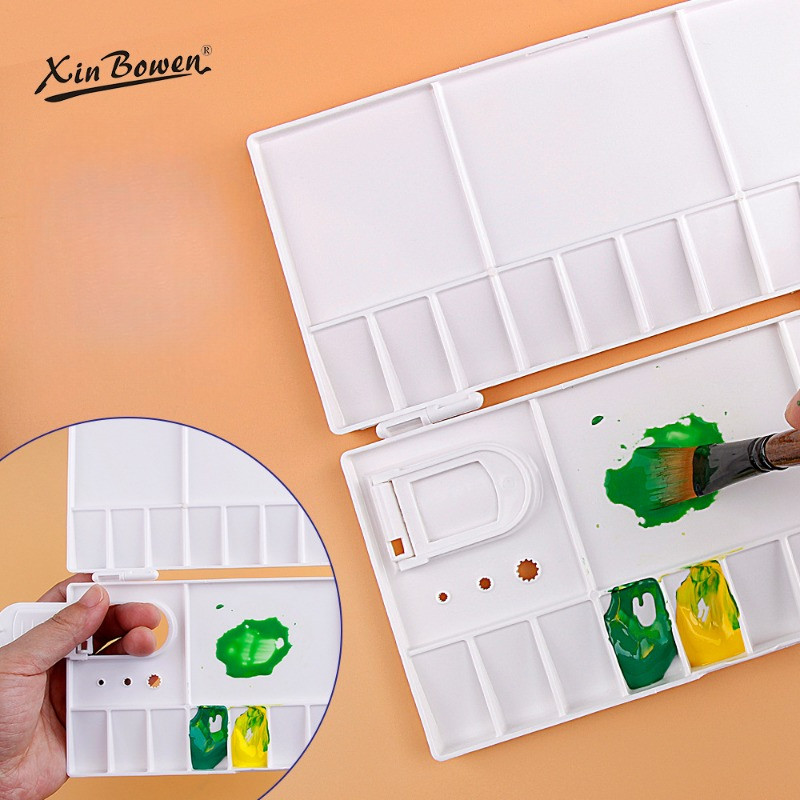 

Plastic Small Watercolor Fold Paint Box Paint Palette Box 25Wells for Mixing Gouache for Students and Painting Enthusiasts
