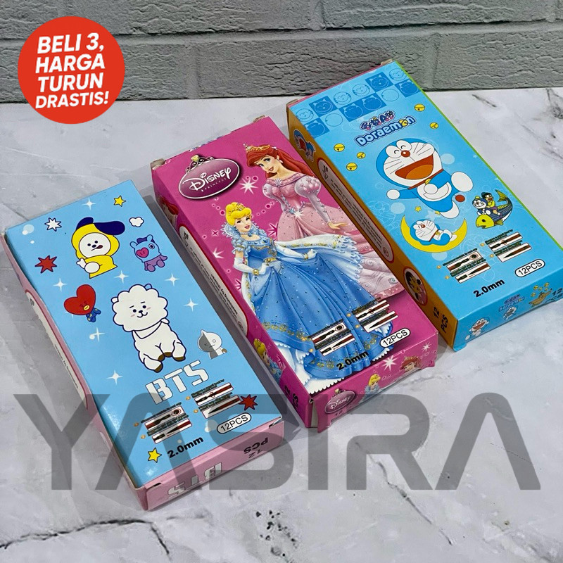 

SELUSIN 12 PCS Pensil Mekanik Karakter Animasi Lucu Fancy Murah 2.0mm