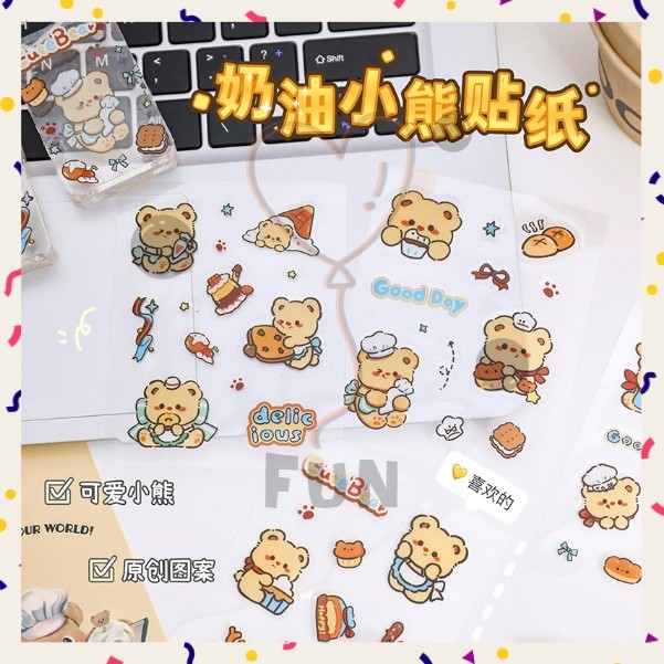 

Funfinds Berbagai Kartun Shiny Sticker Butter Bear Set Mahasiswa Hias DIY Bahan Stiker A-SK024