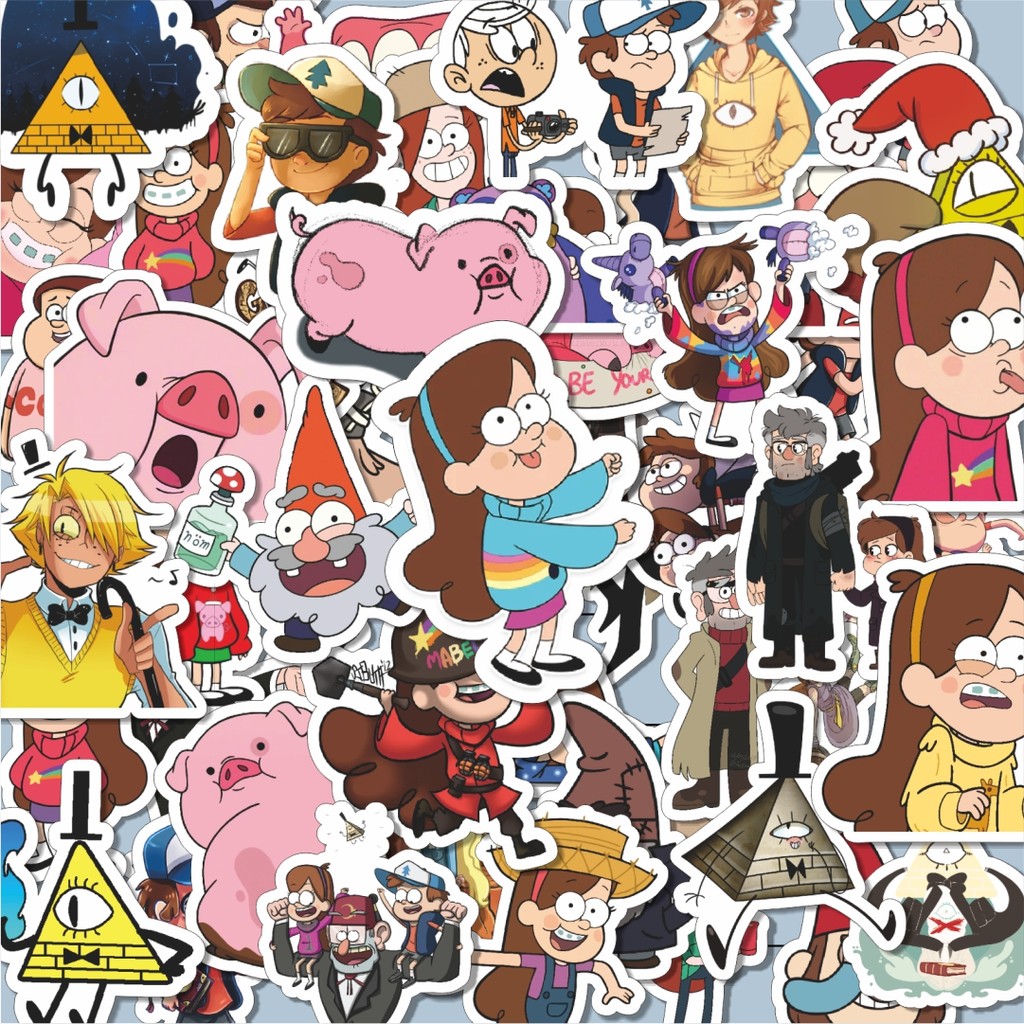 

100PCS Lucu Stiker Kartun Series Gravity Falls Karakter Mix 5 Stiker Aesthetic Stiker Anti Air Stikers Berperekat Waterproof sticker decal buat Motor Helm Buku Journal Koper Casing HP Laptop Botol Minum Hadiah anak