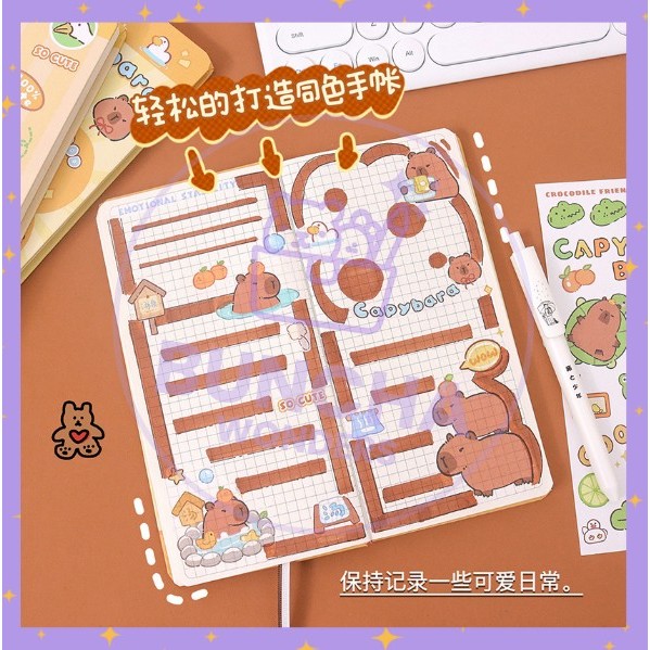 

BW NEW! Binder Note Lucu Karakter Kapibara Daily Planner Aesthetic Estetik + STICKERS S-NB027