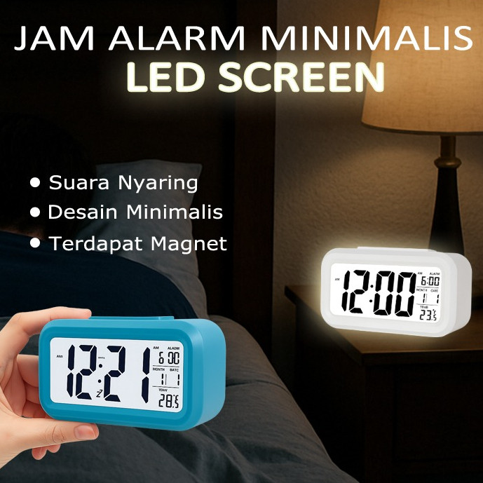 Jam Digital Alarm Minimalis Bercahaya / Jam Weker Meja Digital LED Mini Yang Lucu Ada Suara Indah