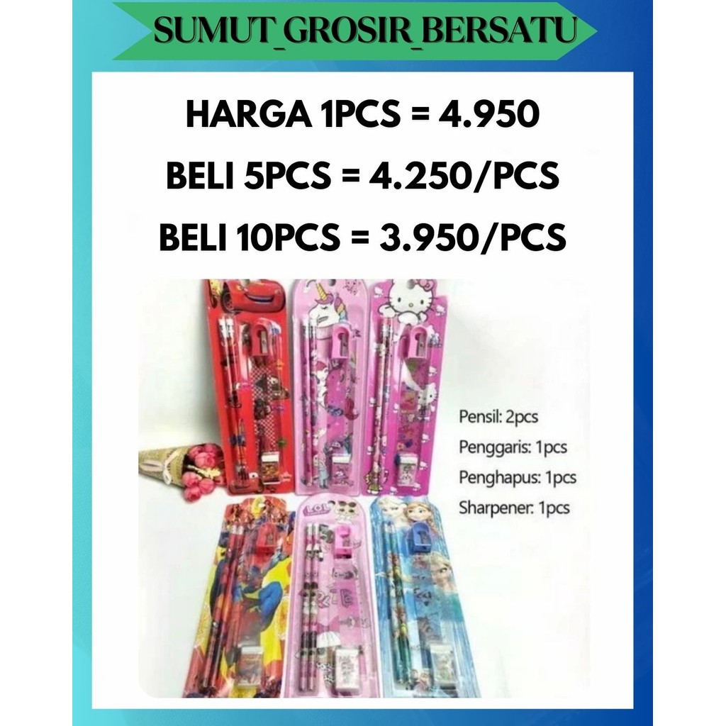 

SGB SET ALAT TULIS SEKOLAH ANAK 5 in 1 KARAKTER / MINI STATIONERY SET 5IN1