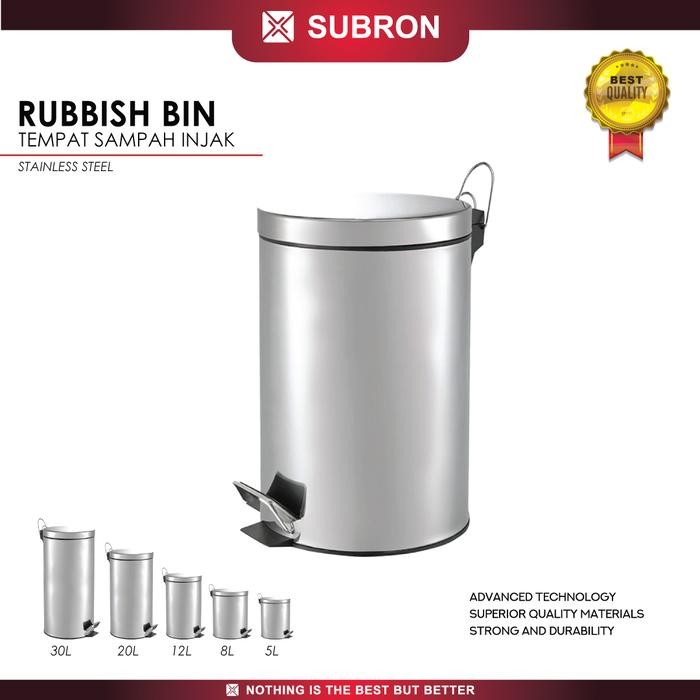 SUBRON Tempat tong sampah 8 liter stainless injak Rubbish bin rumah Tong Sampah