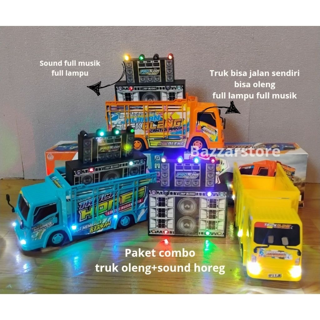 SHD_SHOP mainan anak truk oleng sound horeg full musik dan full lampu LED, truk oleng karnaval sound