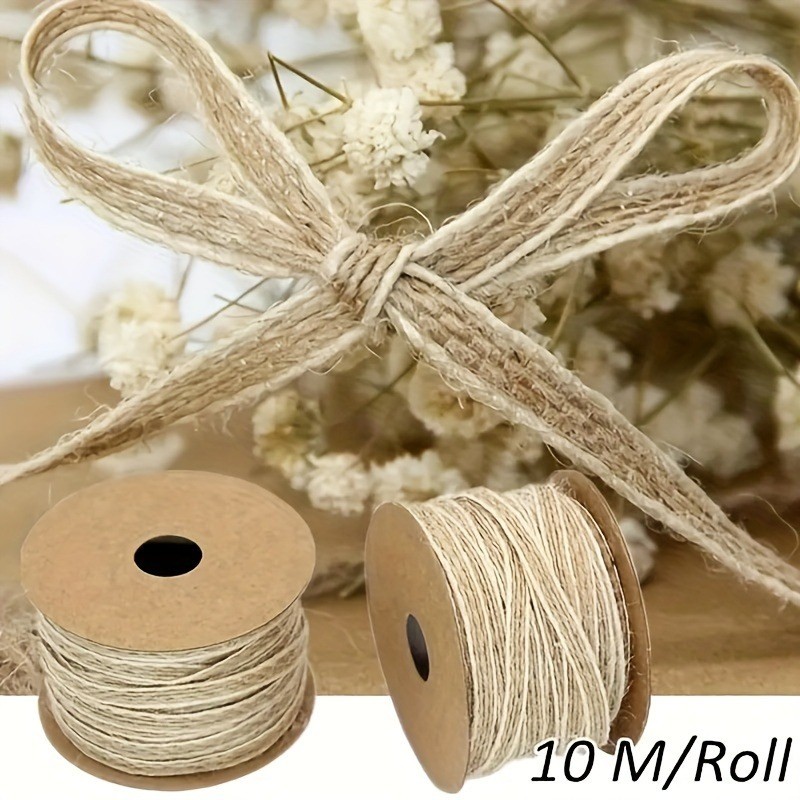 

10M/Roll Natural Vintage Jute Burlap Hessian Ribbon With Lace Rustic Wedding Party Decoration DIY Craft Gift Packing Webbing