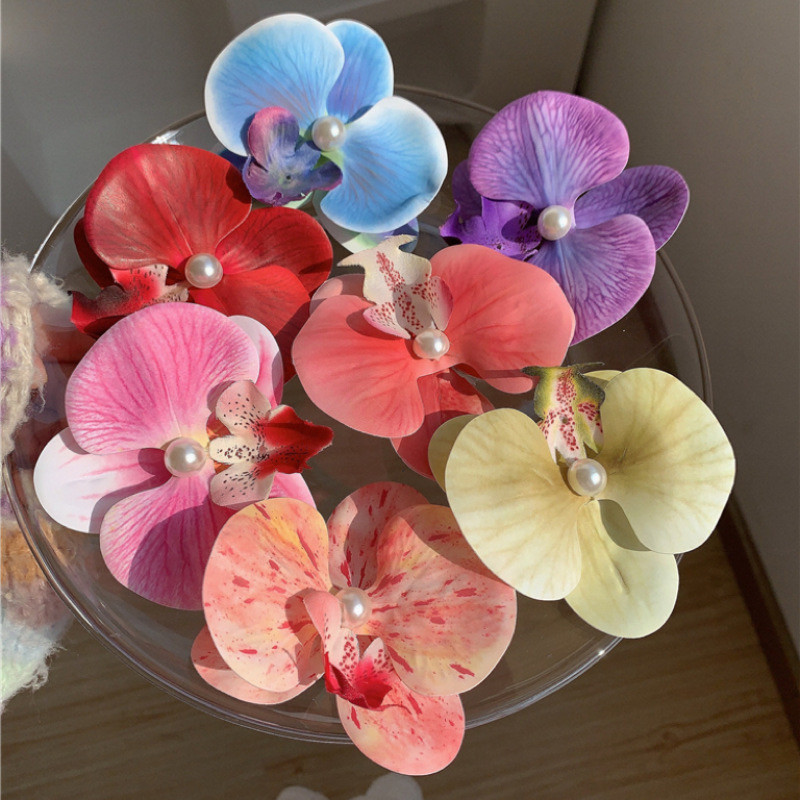 ED - 9CM - JEPIT RAMBUT BUNGA ANGGREK LATEX FASHION KOREA / HAIR CLIP FLOWER ORCHID ARTIFICIAL PREMI