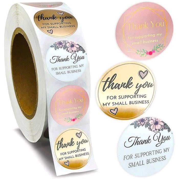 

500pcs Stiker Thank you 1roll diameter 2.5cm - Thank you pink