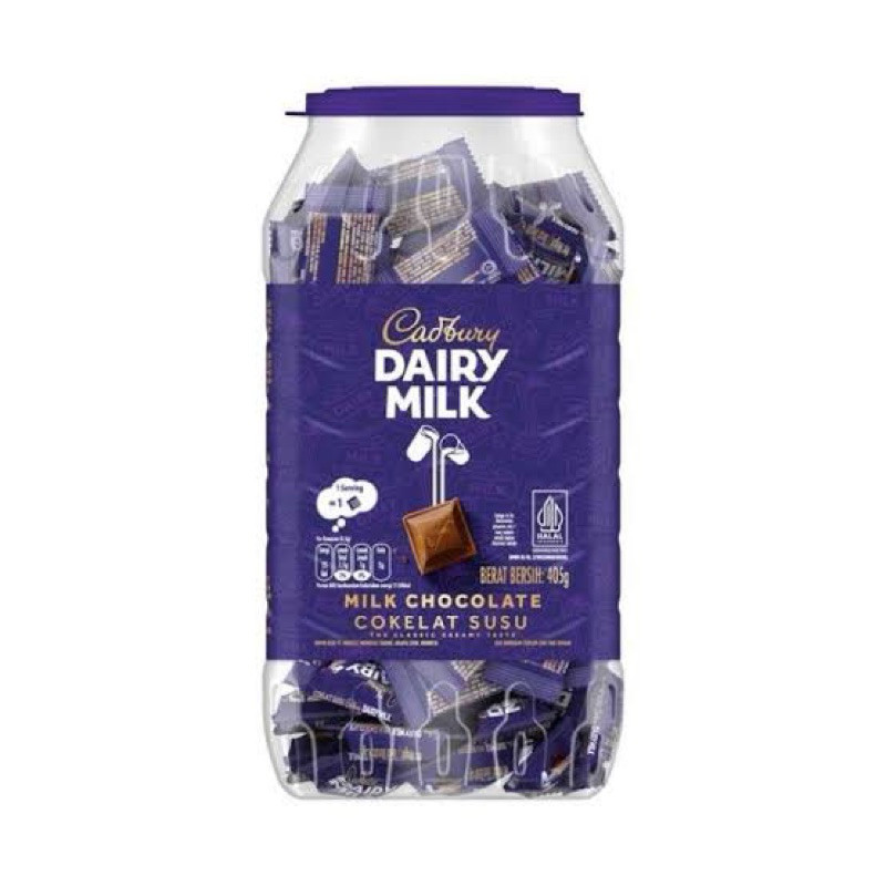 

cadbury chocolate dairy milk jar toples isi 90 pcs 405gr
